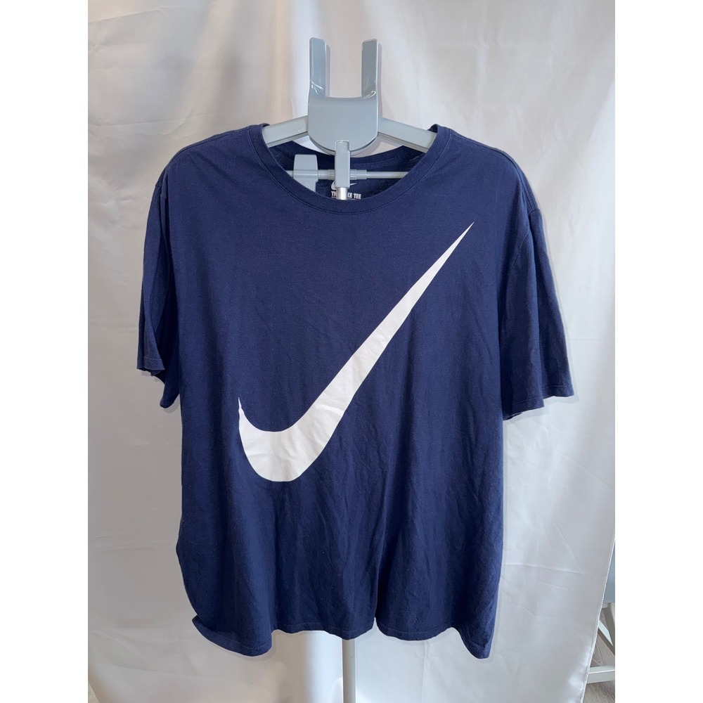 Nike Mens Navy Blue Big Swoosh Athletic Cut Graphic T-Shirt XXL